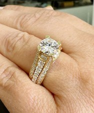 2Ct Round Cut White Moissanite Men's Wedding Ring 14K Yellow Gold Plated