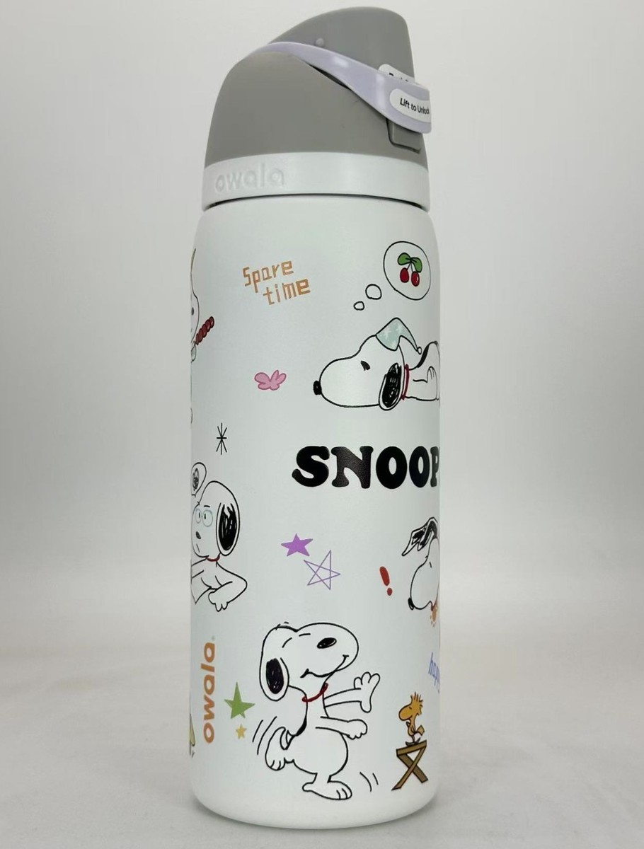 新品 Owala FreeSip スヌーピー コラボ水筒32 ozタンブラー New white Snoopy Water Bottle Owala 32oz Stainless Steel Exclusive