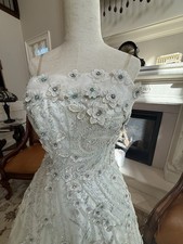 Gorgeous  Davids Bridal 6, Beaded Empire Waist White Wedding Gown, Train, Bustle
