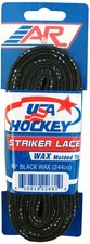 A R Sports USA Hockey Striker Laces, Waxed 96" - Black
