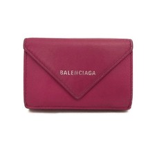 BALENCIAGA Everyday Mini Papier Leather Trifold Wallet Pink/2BJ2957