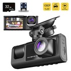 Car Dash Cam With IR Night Vision Loop Recording 3 Channel Cameras DVR Recorder