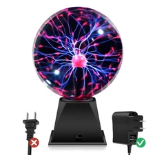Plasma Ball Lamp 6 inch Science Gift Touch & Sound Sensitive Plasma Globe for...