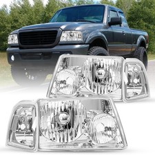 Headlight Set for 2001-2011 Ford Ranger Pair Corner Light Chrome Clear Reflector