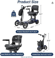 4 Wheel Folding Mobility Scooter Power Wheel Chairs Electric Device Adult Travel