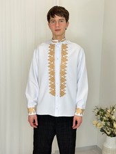 Custom Made Ukrainian Embroidered Men  s Shirt  Designer Vyshyvanka