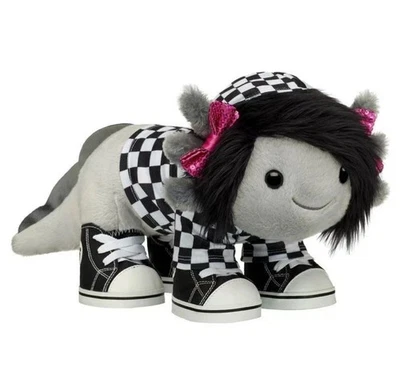 BUILD-A-BEAR WORKSHOP Build-A-Bear Emo Axolotl Stuffed Animal Black High-Tops Gift Set NEW IN HAND