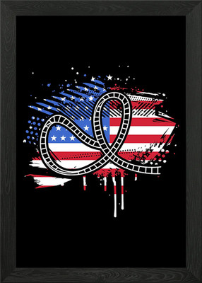 Achterbahn Us Flagge gerahmtes Wandbild Poster Leinwanddruck Bild