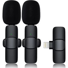 3 in 1 Wireless Clip-on Microphones for iPhone Camera, iPad
