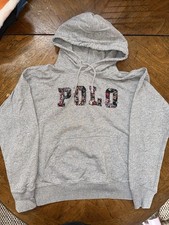 Polo Ralph Lauren women s Gray Pullover Hoodie Logo Hooded Pockets Drawstring