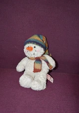 Vintage Russ Berrie BUNDLES 10” Plush Stuffed Snowman Scarf Hat With  Z1