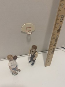 Two 1:12 Scale Boy Dolls Playing Basketball