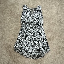White House Black Market Black White Floral Sleeveless Dress Size 8 Women