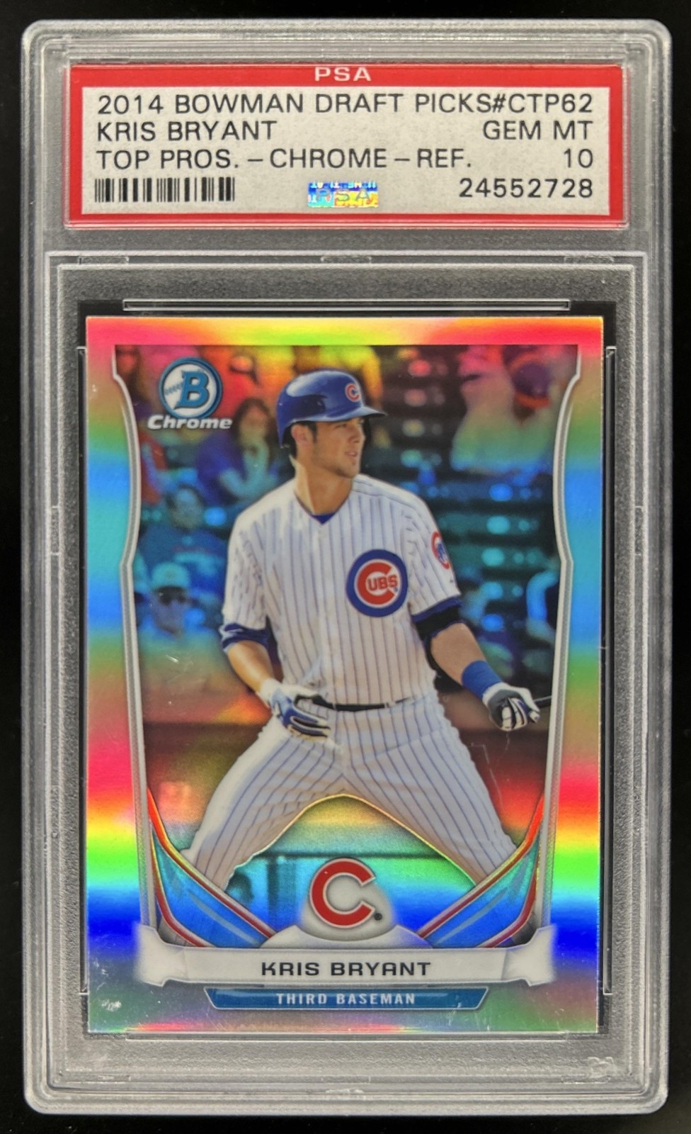 2014 Bowman Draft Kris Bryant Chrome Top Prospects Refractor #CTP-62 Cubs PSA 10