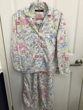 LAUREN Ralph Lauren Womens Multicolor Floral Embroidered Logo 2 Pc. Pajama Set S