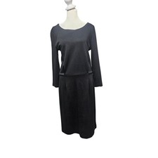 Gap Womens Black Ponte Knit Long Sleeve Bateau Neck Sheath Midi Dress Size 8