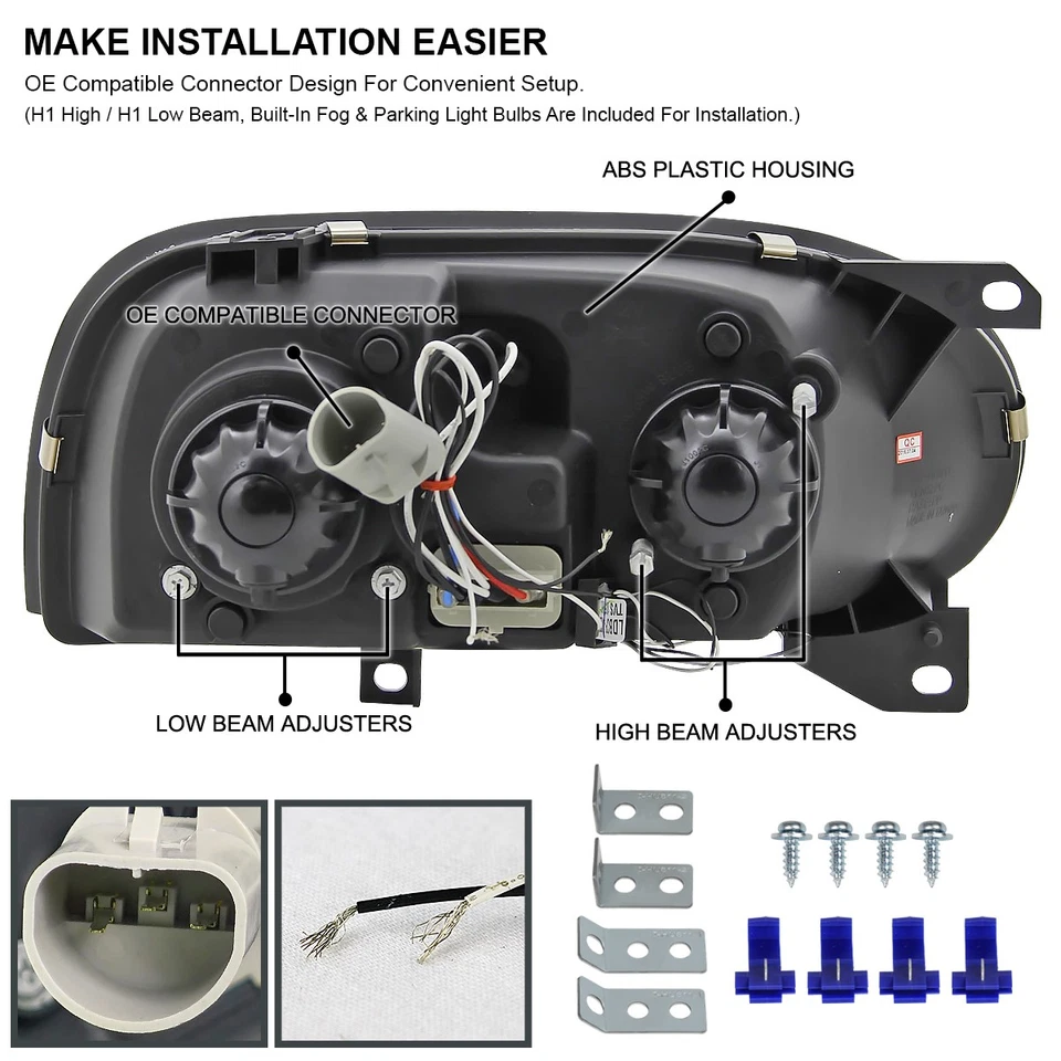 Black Fits 1993-1998 Volkswagen Golf MK3 Projector Headlights Lamps Left+Right Foto 4 de 4