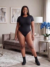 Victoria  s Secret Black Crewneck Bodysuit XL NWT