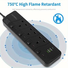 3 Gang Way UK Mains Plug Power Extension Lead Cable Electricity Cord 2 3 5 M