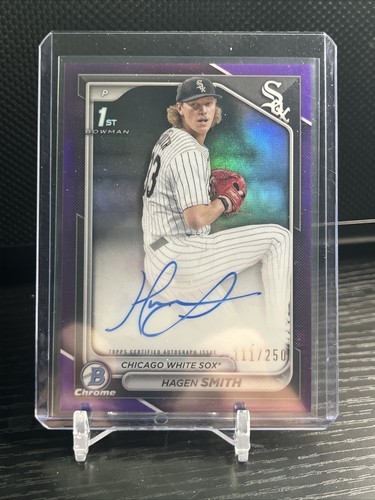 2024 Bowman Draft Chrome 1st Hagen Smith Auto Purple Refractor /250 White Sox
