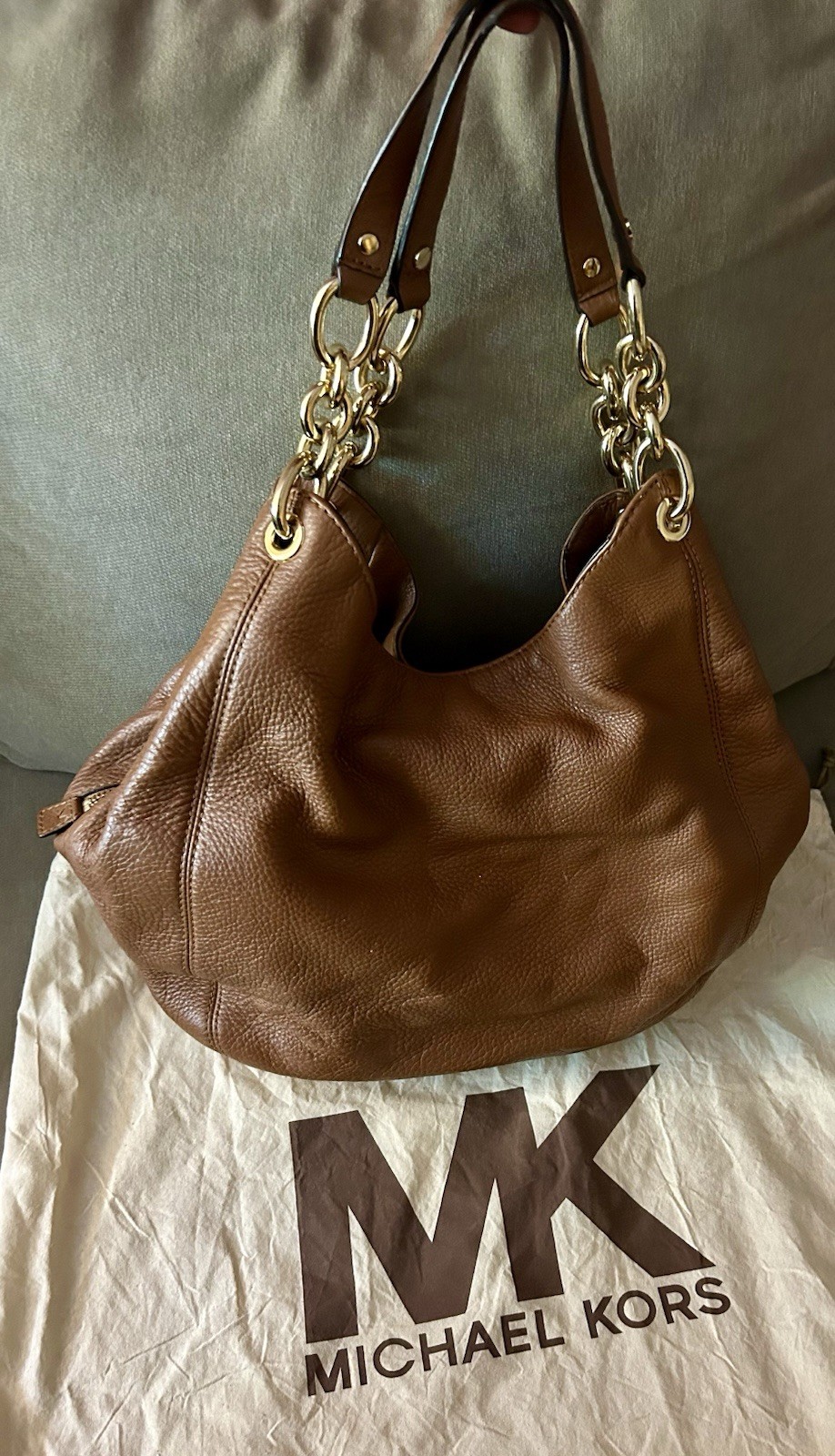 Authentic Michael Kors Brown Pebbled Leather Shou… - image 2