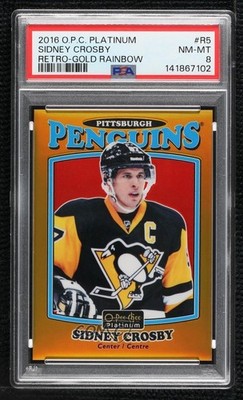 2016 O-Pee-Chee Platinum Retro Gold Rainbow 62/149 Sidney Crosby #R-5 PSA 8 5x5