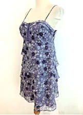 American Eagle women's size 2 Ruffle Tiered Dress Purple Floral Chiffon babydoll