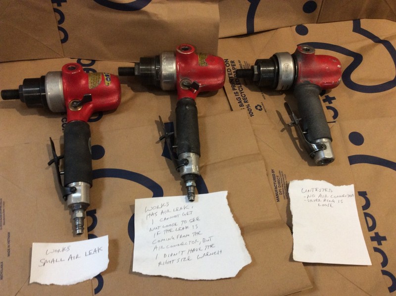Lot of 3 Sioux Tools 7" Pneumatic Handheld Disc Sander 5000 RPM # 1290L and 1290