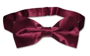 BIAGIO 100% SILK BOWTIE Solid BURGUNDY Color Mens Bow Tie for Tuxedo or Suit