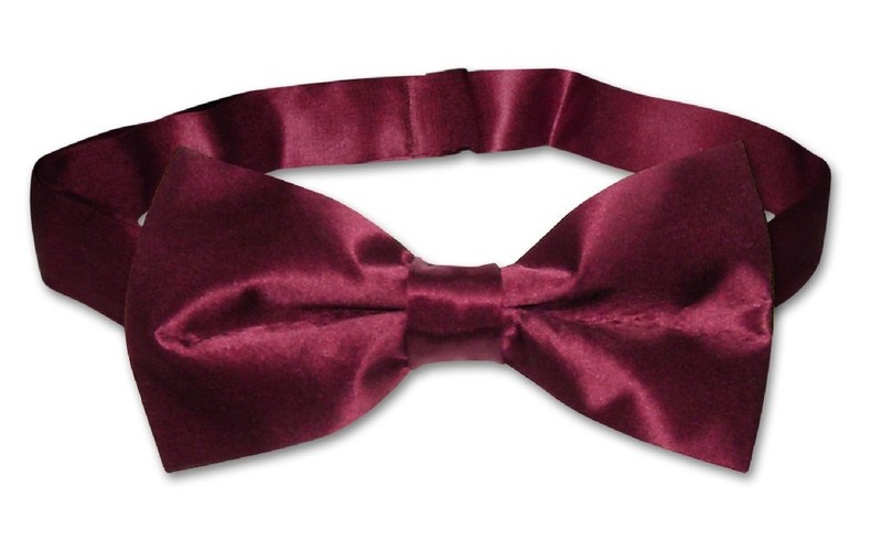 BIAGIO 100% SILK BOWTIE Solid BURGUNDY Color Mens Bow Tie for Tuxedo or Suit