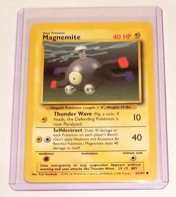 Magnemite 53/102 - Base Set Unlimited - Pokemon Card - Vintage  - Near Mint NM