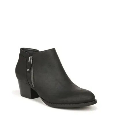 Life Stride Womens Round Toe Block Heel Ankle Booties Black Size 9M NIB