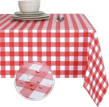 Obstal 100% Waterproof PVC Table Cloth, 54" x (Rectangular), Red 