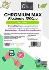 Chrom MAX 1000mcg Immununterstützung, Stoffwechselunterstützung (360 Tabletten) LINDEN UK