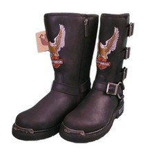 Harley-Davidson Women  s Eagle Motorcycle Boots Black D87305 Size 7  W/ Scuffs