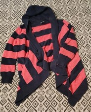 Ralph Lauren Kids Knit Cardigan Hoodie Stripes Hot Pink  Navy Blue Size Small 7
