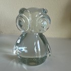 Vintage Clear Art Glass Owl With Large Eyes Figurine — photo 1