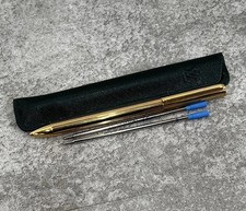 Louis Vuitton Gold Ballpoint Pen pen case, Refill blue ink set rare from Japan