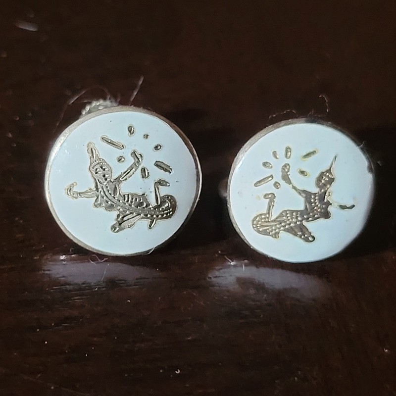 SIAM STERLING EARRINGS WITH WHITE ENAMEL