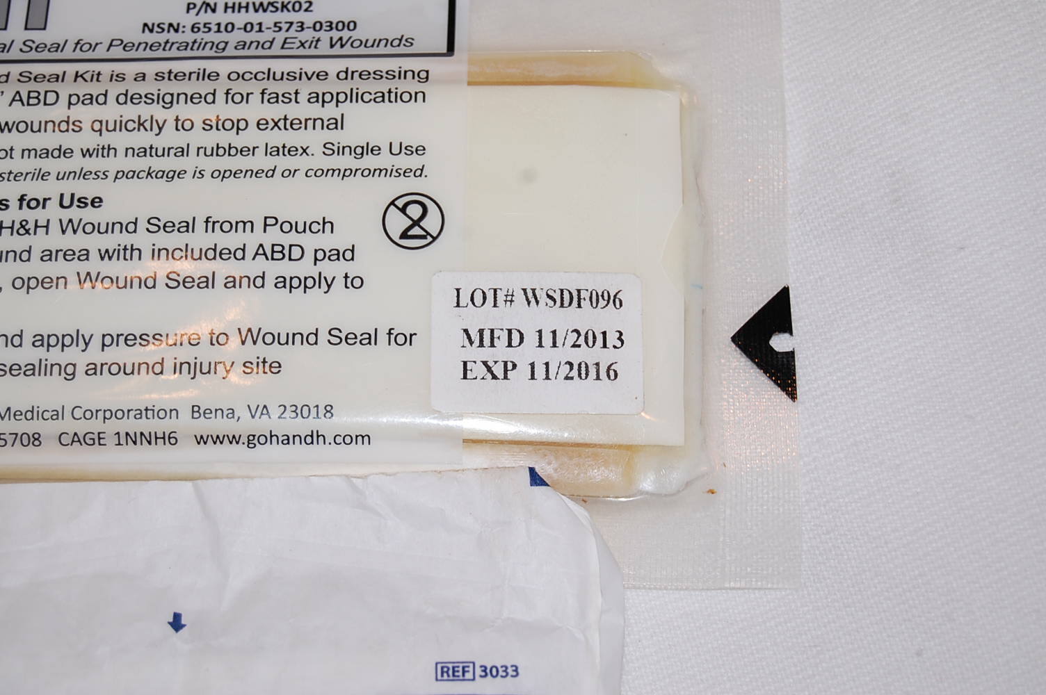 H&H CHEST SEAL EXPIRED 2016 PERFECT FOR PRACTICE TRAINING AID, PLUS 4X4