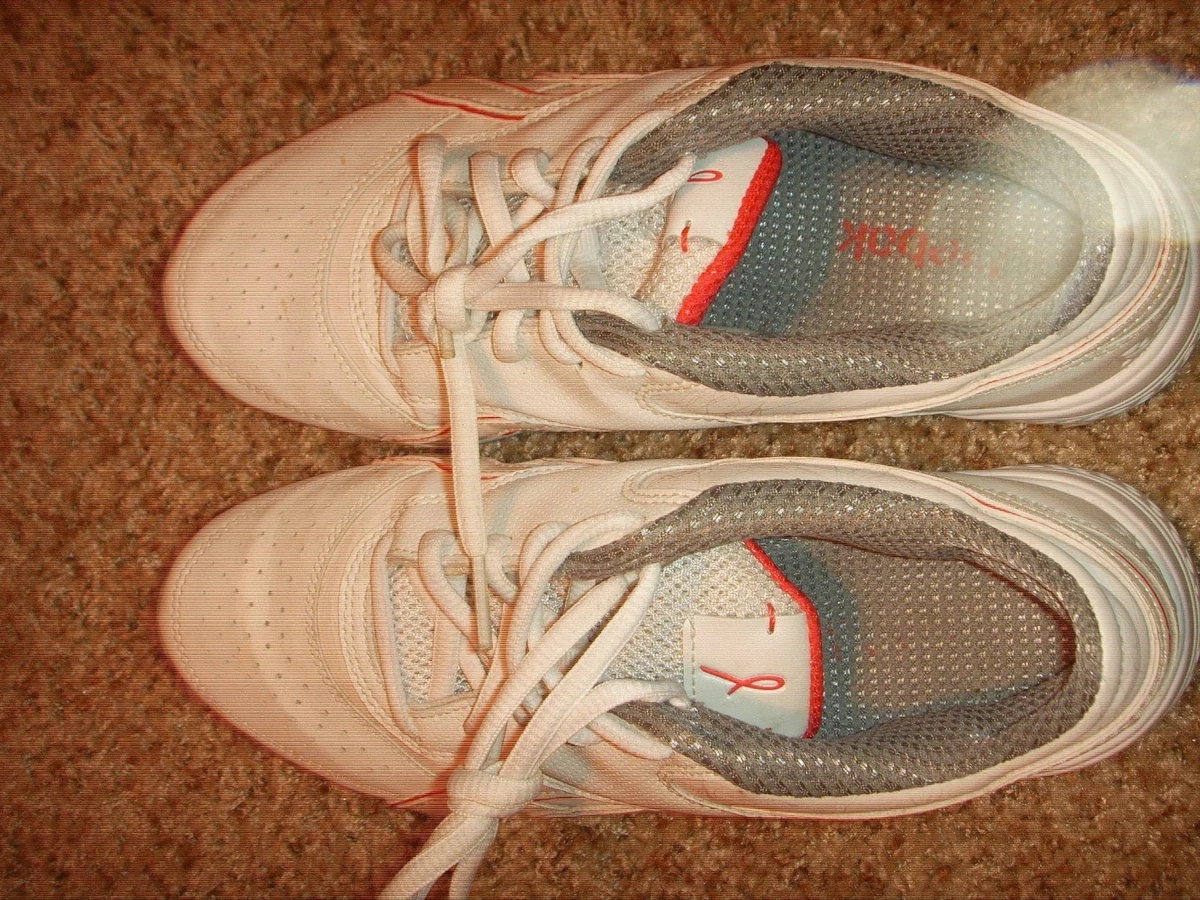 Reebok Athletic White Pink Stripe Shoes Womens Size 6 eBay