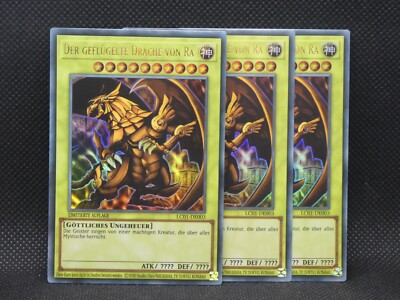 Yugioh Playset 3x Der geflügelte Drache von Ra LC01 DE003/ Ultra Rare/ NM/ Lim.