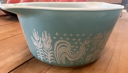 Vintage Pyrex #473 Turquoise Blue Amish Butterprint 1 QT Casserole Dish No Lid