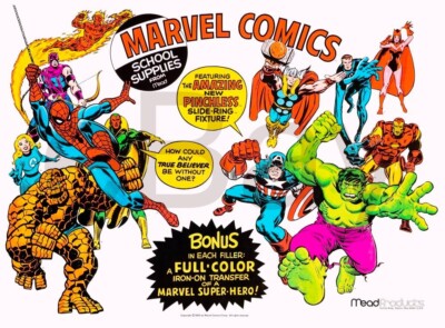 Marvel 1975 20 x 27 Marvel / Mead RP Promo Poster School Supplies Notebooks