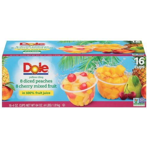 Dole Diced Peaches & Cherry Mixed Fruit in 100% Fruit Juice 16-4 oz. Cups - Bild 1 von 1