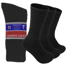 12 Pairs Diabetic Crew Circulatory Socks Health Women Cotton 9 10-15 long BK