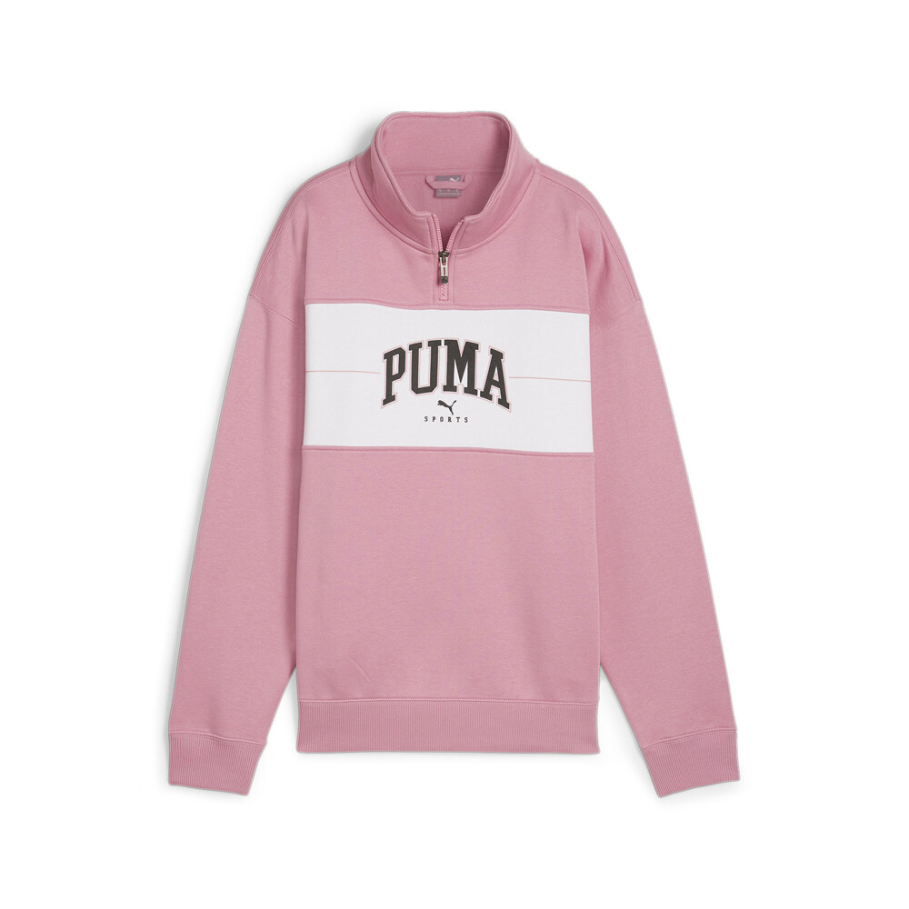 Женский свитер с круглым вырезом и длинными рукавами на молнии Puma Squad розовый 68154348