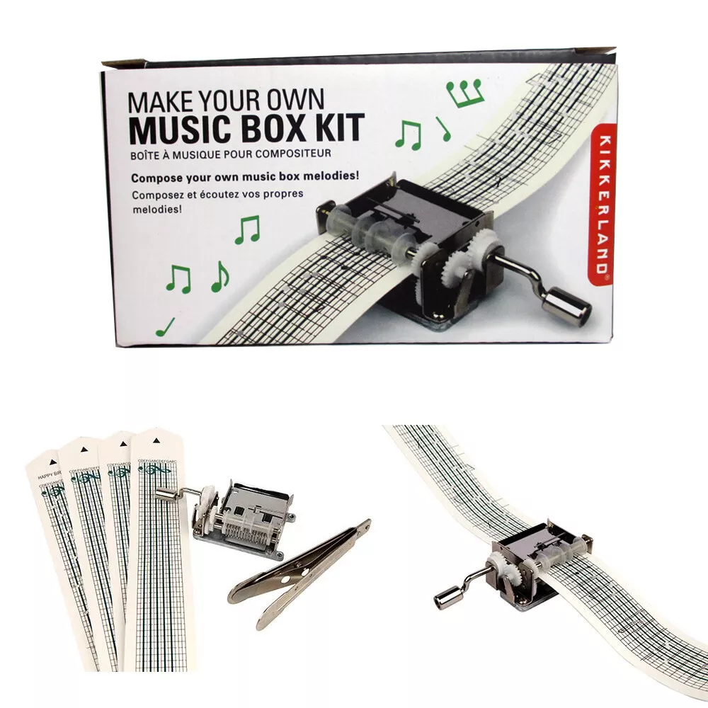 Kikkerland Mechanical Music Box Set Paper Strip Make Your Own Songs Compose  Gift