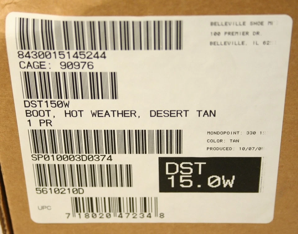 US Military Desert Army Hot Weather COMBAT BOOTS TAN Vibram Sierra 8N 14XW NEW - Image 3 of 3