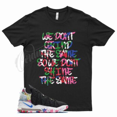 Black GRIND DIFF T Shirt for Lebron 18 James Gang Multi Color Los Angeles Night